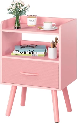 Тумбочка с тканевым ящиком, современная тумбочка, прикроватные столики, середина века N - Изображение 1 из 4