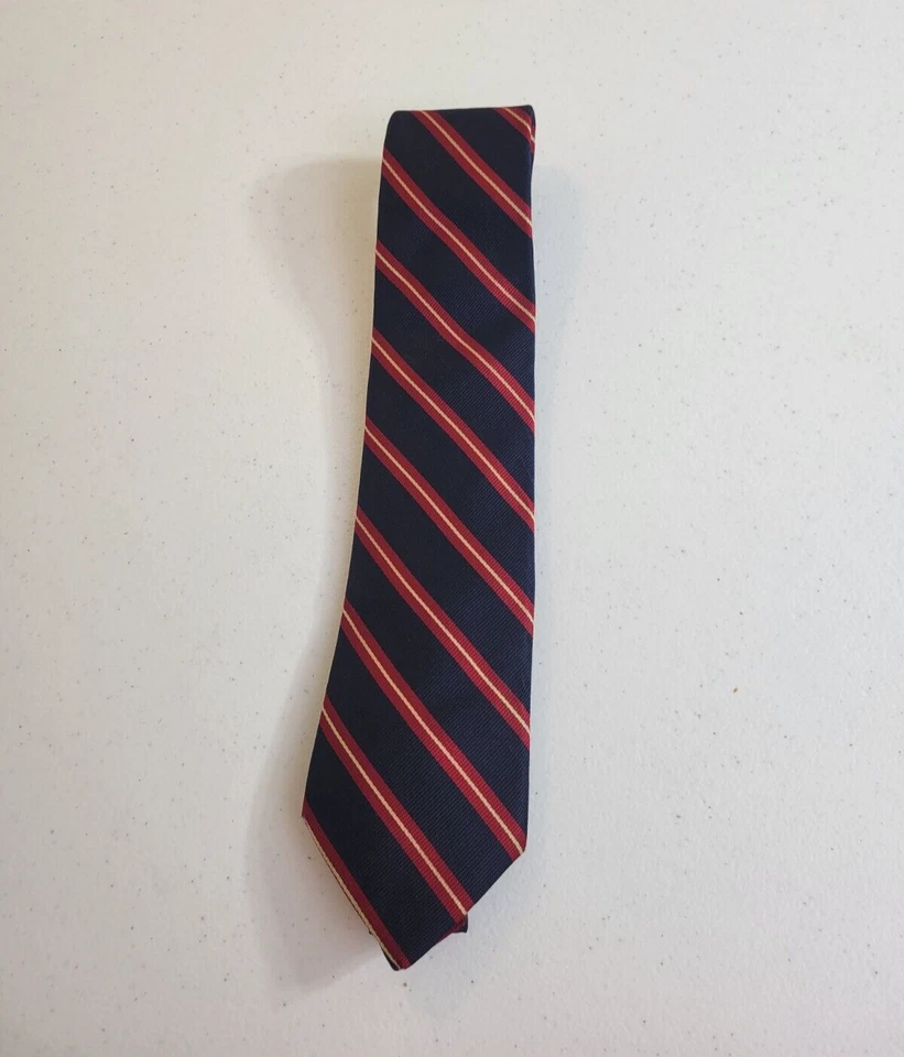Boston Trader Neck Tie Red Navy Blue Striped English Regimentals Classic 90s - Image 1 of 4