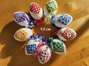 Osterschmuck: 9 x Ostereier, Hardanger Stickerei, Handarbeit - Bild 1 von 4