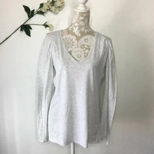 Wilfred Aritzia SMALL S Long Sleeve Tee Stretch Knit V Neck Casual Fit Gray - Picture 1 of 5