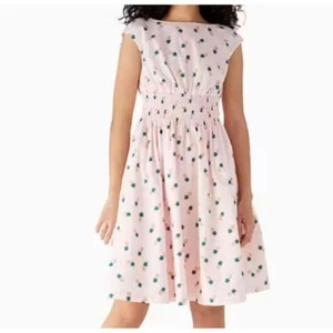 Kate Spade Blair Pink Pineapple Print Dress Smocked Waist Dress Pockets XL NEW - Picture 1 of 17
