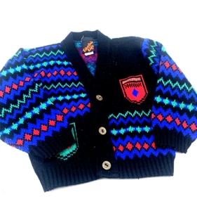 Vintage Boys Sweater Top Size 4 Multicolor Children Kids Long Sleeve Buttons - Picture 1 of 6