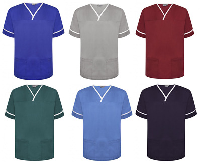 Unisex Mens Womens Nurses Scrub Top Medical Healthcare Tunic Top - NSTT • 16.75£