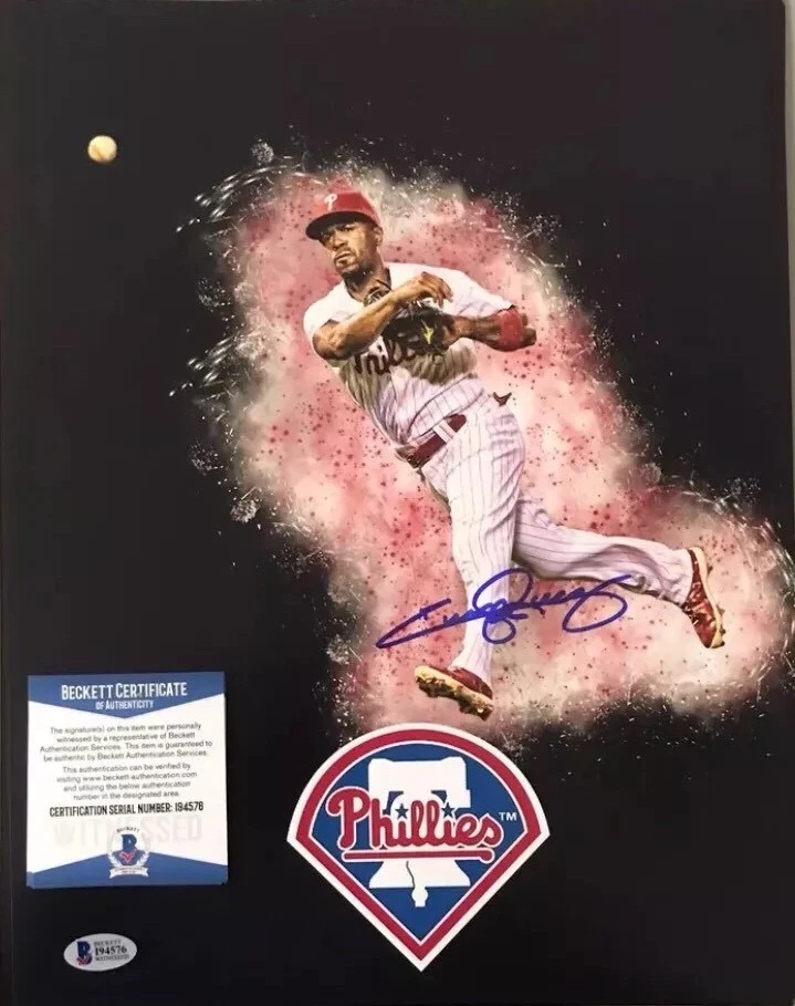 JIMMY ROLLINS 2008 PHILADELPHIA PHILLIES SIGNED 8x10 COA #11 - Image 1 of 1