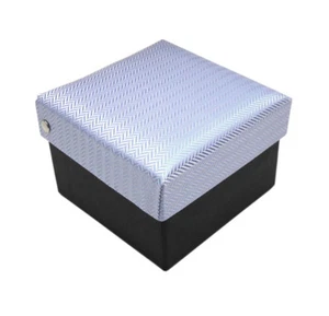 Krawattenbox in hellblau silber gestreift -Geschenkbox passend für Tuch+Krawatte - Bild 1 von 1