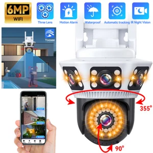 Three Lens IP Camera Wireless WIFI Outdoor CCTV HD PTZ Smart Home Security Cam - Picture 1 of 22