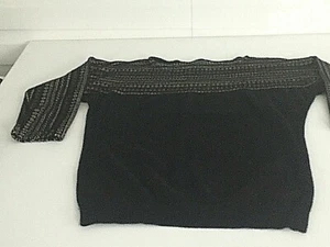 Chaps Womens Sweater size M Boat Neck Pullover Black Multicolor Metallic Thread - Bild 1 von 9