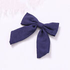 Cotton Linen Solid Color Long Tail Bow Hair Clip Alligator Clip Girls Barrettes