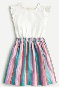 Crewcuts Girls' Mixy Dress In Rainbow Stripe For Girls - Size L - Picture 1 of 12