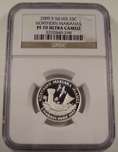 2009-S SILVER 25C NORTHERN MARIANAS NGC PF 70 UCAM GEM LQQK - Picture 1 of 2