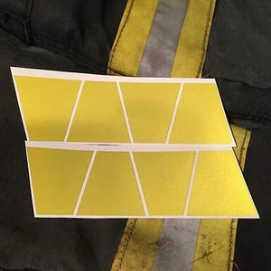 REFLECTIVE FIRE HELMET TETS 8 PACK TETRAHEDRONS FIRE HELMET STICKERS --YELLOW - Picture 1 of 4