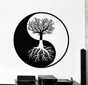Wall Vinyl Decal Sticker Yin Yang Tree Roots Abstract Decor (z4087) - Picture 1 of 3