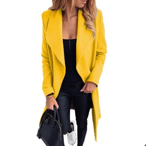 Women Long Jacket Trench Coat Woolen Overcoat Workwear Woolen Fashion Soft New - Picture 1 of 21
