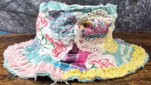 OOAK Magnolia Boho Indie Zylinder Hut Schlapp Katze Spatz Dopamin verstellbar M 22,5 - Bild 1 von 21