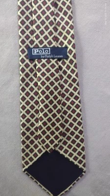 Corbata Polo Ralph Lauren para hombre amarilla con estampado geométrico azul marino y rojo 4" x 58" Foto 1 de 4