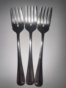 3) RETRONEU 18/8 STAINLESS FLATWARE SALAD FORKS BRADFORD CENTER RIDGE - Picture 1 of 1