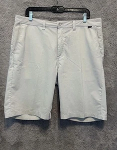Travis Mathew Shorts Mens 36 White Striped Golf 10” Inseam Performance - Picture 1 of 10