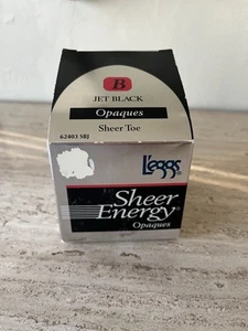 L'eggs Leggs Sheer Energy Opaques Sheer Toe Pantyhose Size A Jet Black - Picture 1 of 6