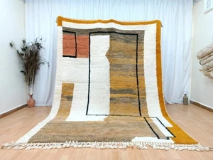 White and Orange rug Berber Handmade Moroccan Rug Rug For Bedroom Area Wool Rug - Picture 1 of 6