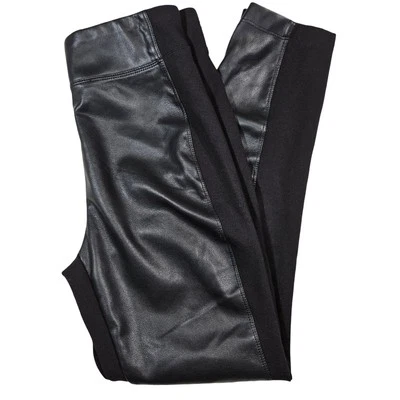 Leggings al tobillo delanteros de cuero vegano Elie Tahari, negros, XS Foto 1 de 4