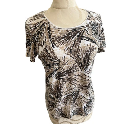 Karen Scott Scoop Neck Cotton Blend Short Sleeve Top Small - Image 1 of 4