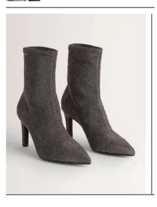 BODEN Stretch Ankle Boots heels UK 6 EU 39 Glitter Grey - Picture 1 of 3