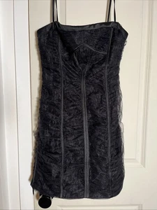 Vestido BCBG Max Azria Negro Acanalado Sela Sin Tirantes Cóctel Noche Talla 6 - Imagen 1 de 9