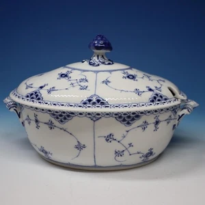 Medio encaje acanalado azul Royal Copenhagen - 595 - Sopa ovalada con tapa - 10x7 - Imagen 1 de 6