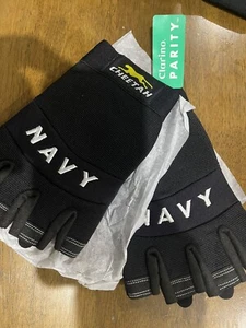 Cheetah Navy fingerless gloves (Army grade) Clarino Made By Kuraray - Picture 1 of 2