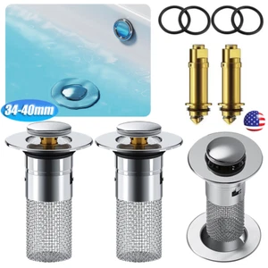 2 Pack Bathroom Sink Stopper Hair Catcher, Bathroom Pop Up Sink Drain Filter - Picture 1 of 18