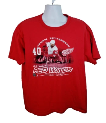 Camiseta Oficial NHLPA Detroit Redwings #40 Henrik Zetterberg Roja Talla XL Foto 1 de 4