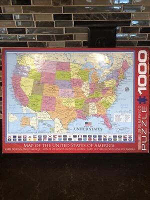 Eurographics 1000 Piece Jigsaw Puzzle Map of the United states - Image 1 of 3