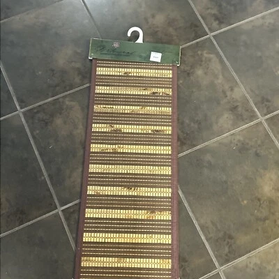 St. Laurent Bamboo Table Runner 13” X 72”  NEW Brown Ribbon Edging Soft Backing - Image 1 of 4