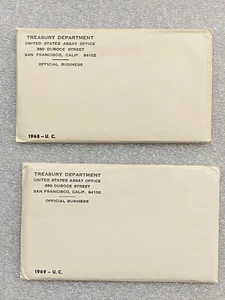 1968 & 1969 US Mint Uncirculated Coin Sets P & D Sealed in Cello in Mint Env - Picture 1 of 5