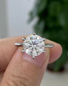 2.00Ct Round E-VS1 Lab Grown Diamond Solitaire Engagement Ring 14K White Gold - Picture 1 of 4