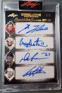 1/1 Lafleur Trottier Sittler Potvin MASTERPIECE '21 LEAF S. Quad AUTOGRAPH 1/1 - Picture 1 of 23