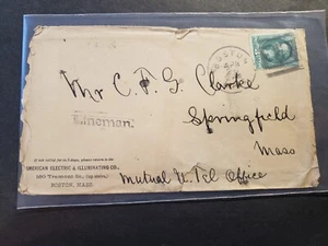 1870's BOSTON NEGATIVE FANCY CANCEL Postal History Cover to SPRINGFIELD, MASS - Picture 1 of 2