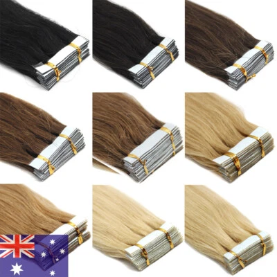 Premium Tape in Hair Extensions Seamless Invisible Skin Wefts Remy Human Hair AU - image 1 of 4