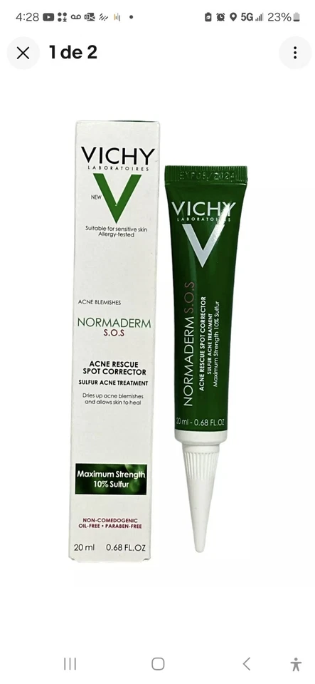 Vichy Normaderm SOS Acne Rescue Spot Corrector 10 Sulfur Treatment 0.68oz