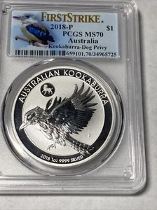 Australia - 2018-P Kookaburra Dog Privy PCGS MS70 - 1oz Silver Coin - Picture 1 of 11