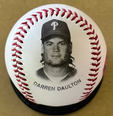 Darren Daulton / Tommy Greene Phillies Baseball w/MINT Baseball Cards - Image 1 of 4