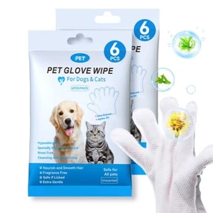 PAQUETE DE 6 PIEZAS toallitas de limpieza guantes para perros y gatos toallitas de aseo de mascotas sin enjuague - Imagen 1 de 97