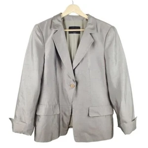 Giorgio Armani Seidenblazer Damen 46 US 10 silber französische Manschettenärmel - Bild 1 von 16