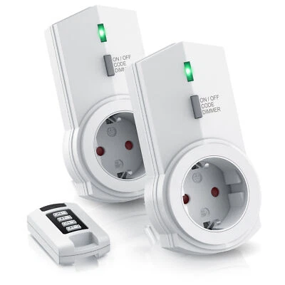 Bearware Dimmbare Steckdose Funkübertragung 2 Stk + 1 Fernbedienung Weiß