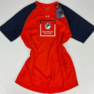 Under Armour Mens Tech Tee Seabrook Island Orange Blue Short Sleeve Large TShirt - Picture 1 of 6