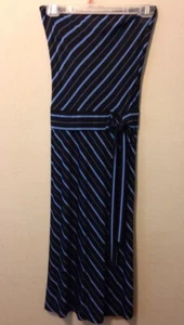 Women’s Vintage Goth Black Blue Emo 90’s Strapless Stretchy Versatile Dress - Picture 1 of 5