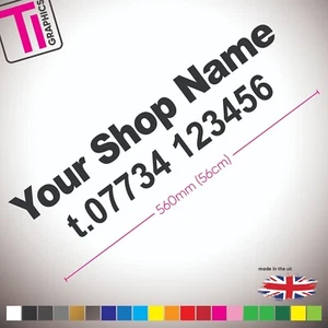 Shop Name + Phone Number -  Custom Large Car,Van,Window Vinyl Decal Sign Sticker - Picture 1 of 2