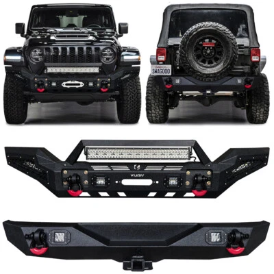 Vijay Fit 2007-2018 Jeep Wrangler JK Front or Rear Bumper with Lights & D-Rings - Image 1 of 4