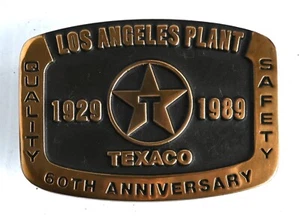 Texaco Star Brand Promo 1929-1989 Hebilla de Cinturón Petróleo Gas Anacorte Latón Funciona 96221 - Imagen 1 de 5