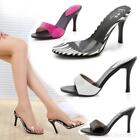 Womens Stilettos Slides Mules High Heel Sandal Shoes Peep Toe Slippers 